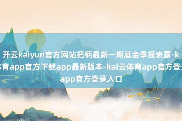 开云kaiyun官方网站把柄最新一期基金季报表露-kai云体育app官方下载app最新版本-kai云体育app官方登录入口